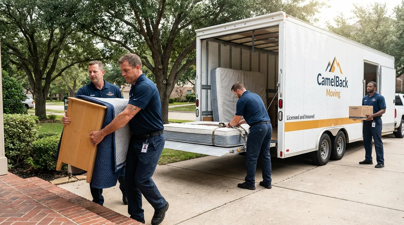 Crew loading residential truck for cross-state move from Louisa, VA