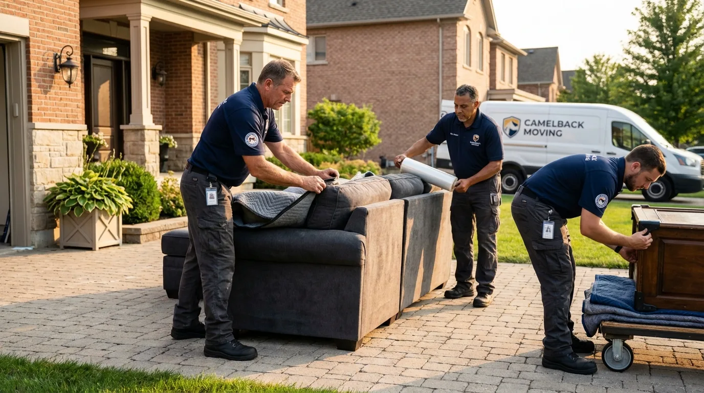 Large estate moving crew wrapping furniture in Louisa, VA