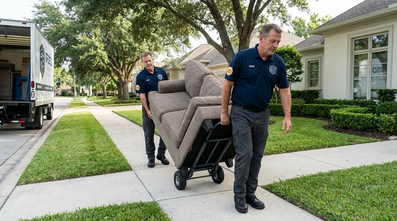 Local residential moving crew loading furniture in Louisa, VA