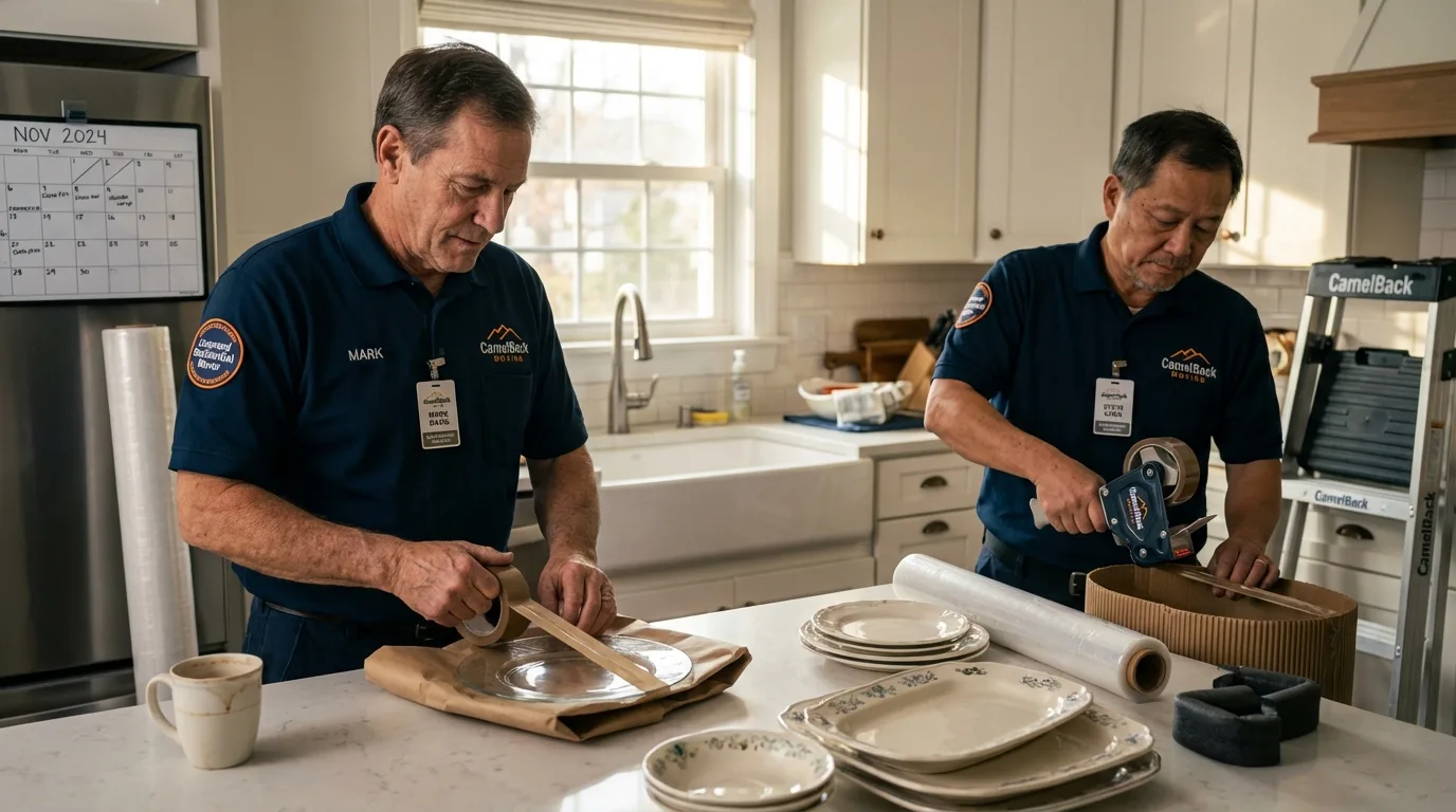 Professional crew packing kitchen dishware in Louisa, VA